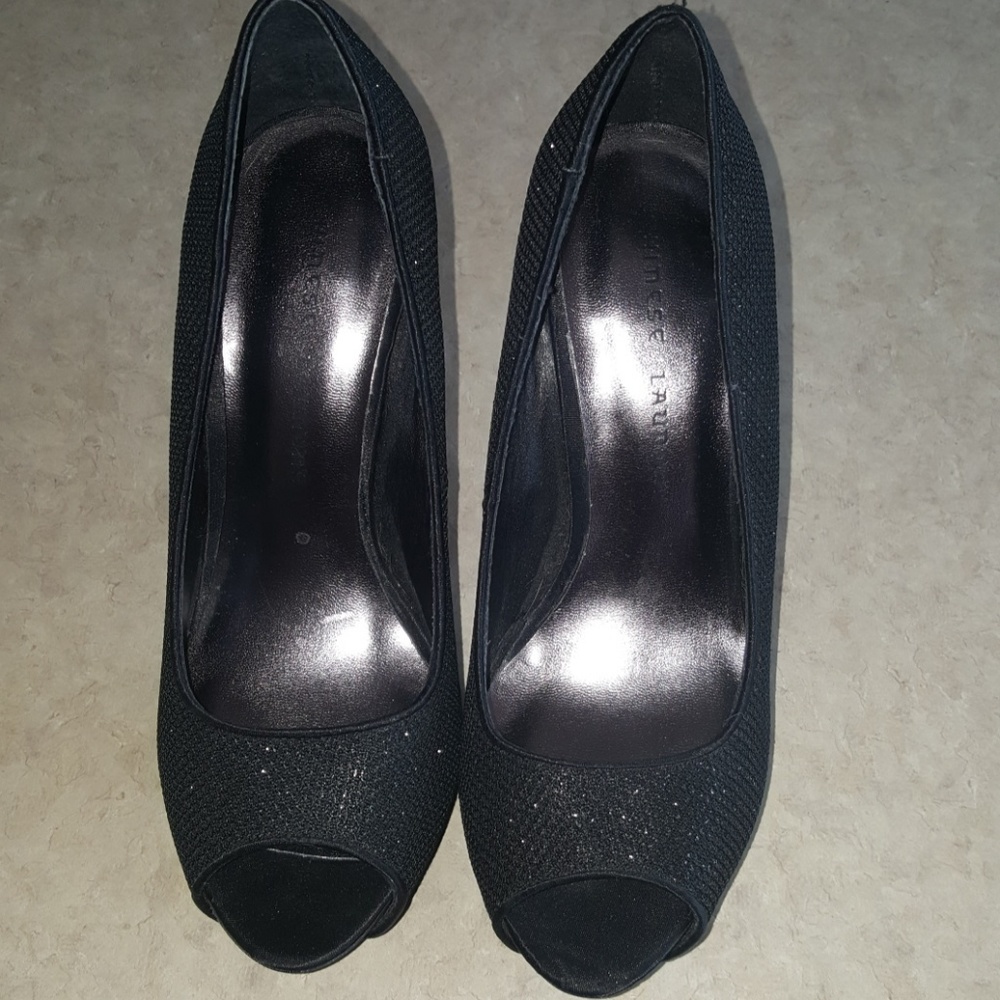 Black sparkle heels